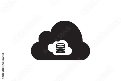 simple and subtle cloud vector silhouette black and white, set against a white background. 