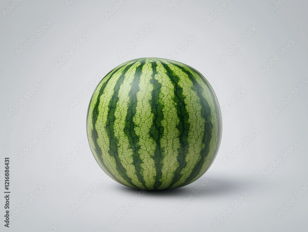whole fresh watermelon on neutral gray background with soft shadow whole fresh watermelon on neutral gray background with soft shadow