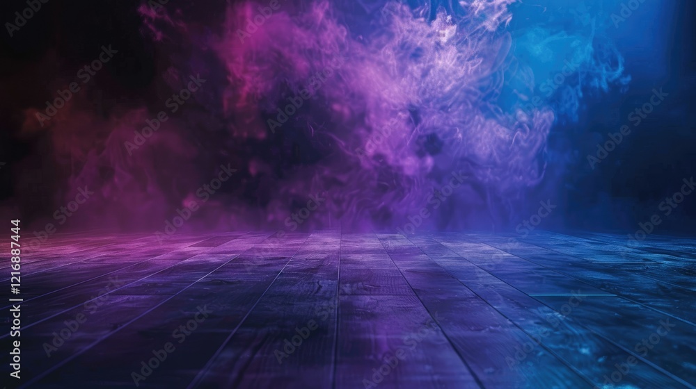 Naklejka premium Abstract colorful smoke and light effects on a reflective surface.