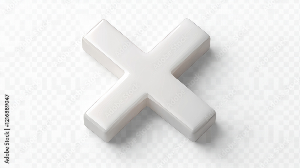 Obraz premium 3D rendered white X cross symbol icon in glossy realistic texture for app design and download as high-quality model and image representation