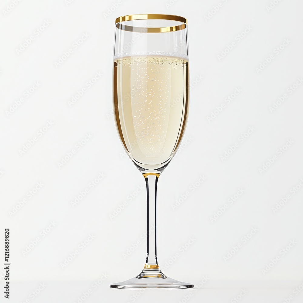 Elegant champagne glass with golden rim, sparkling wine illustration, minimalist luxury beverage-themed art Elegant champagne glass with golden rim, sparkling wine illustration, minimalist luxury beverage-themed art