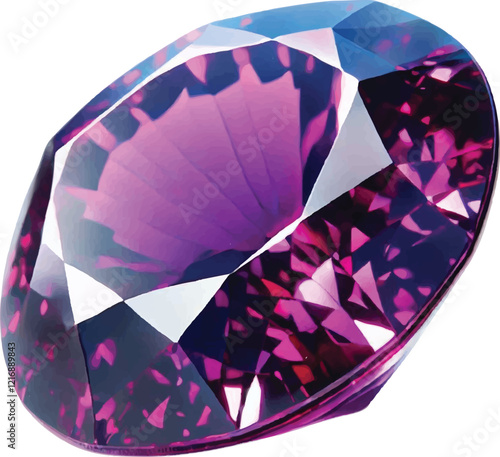 A realistic Shiny purple Ruby Gemstone With a Polished Surface and a white background