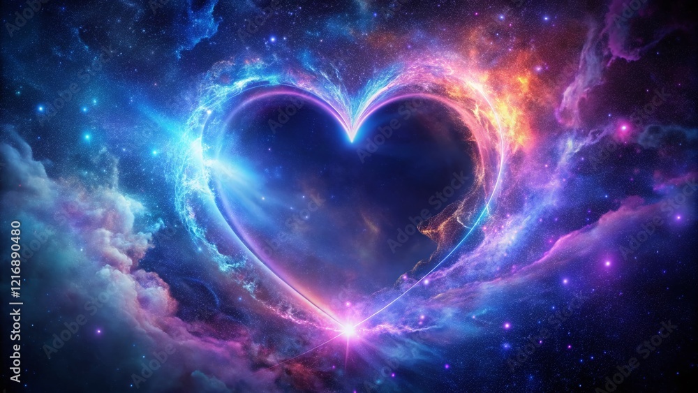 Cosmic Heart: Ethereal Light and Swirling Nebula in Twilight Cosmic Heart: Ethereal Light and Swirling Nebula in Twilight