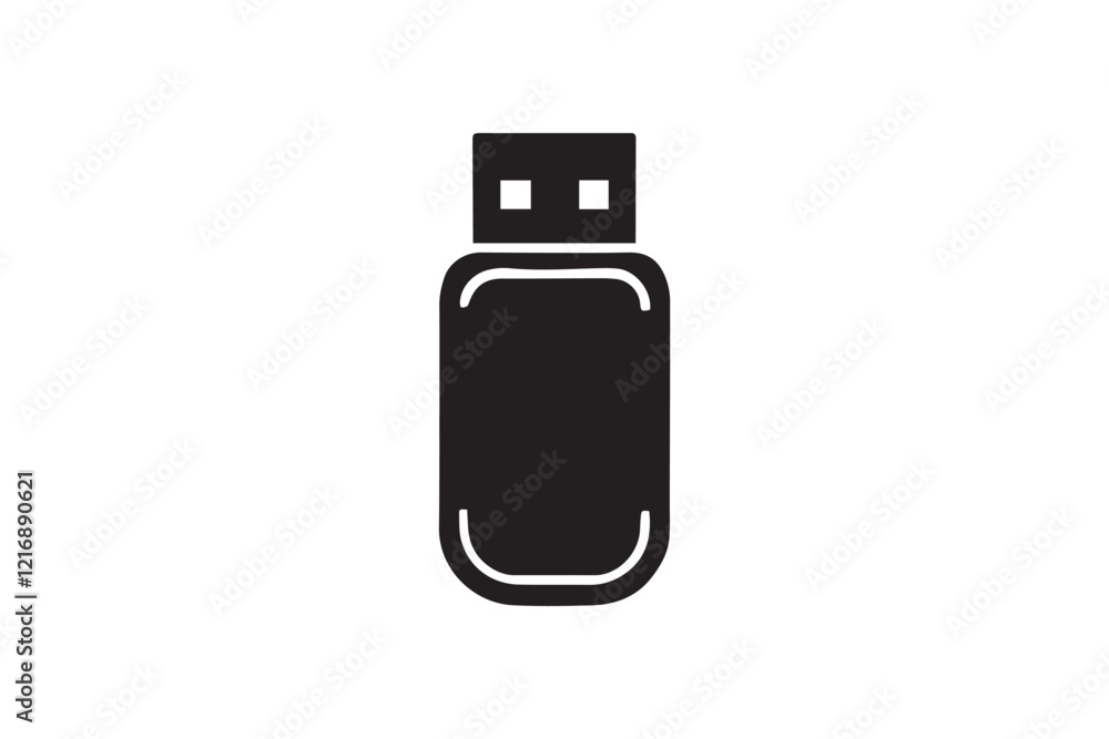 simple and subtle vector silhouette of pen drive Memory Stick in black and white, set against a white background. simple and subtle vector silhouette of pen drive Memory Stick in black and white, set against a white background.