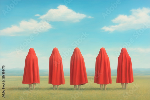 illustration of handmaids lined up