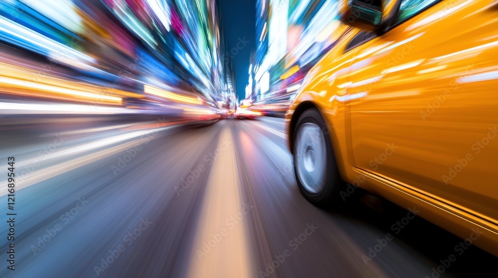 Dynamic Car in Motion with Blurred Background