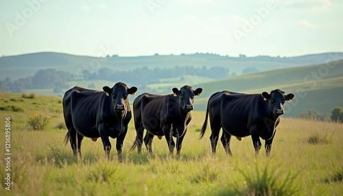 Wallpaper Mural Serene Black Angus Cattle in Rolling Hills: A Pastoral Scene Torontodigital.ca