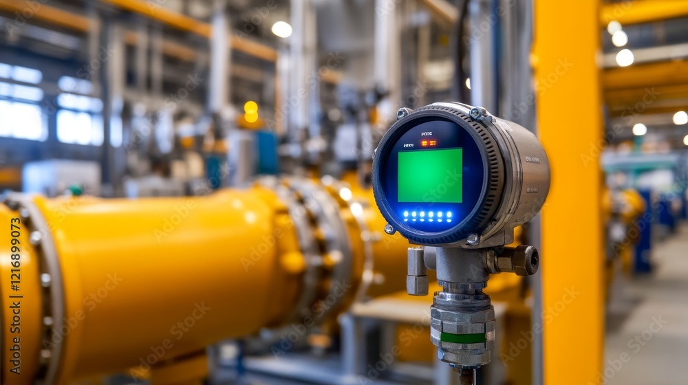 Industrial monitoring equipment in a factory setting, showcasing machinery and process efficiency Industrial monitoring equipment in a factory setting, showcasing machinery and process efficiency