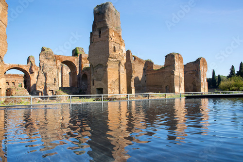 Photography Roman ruins at the Baths of Caracalla located in Rome, Italy
