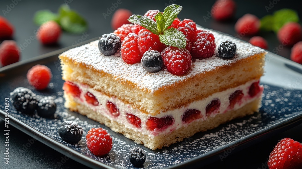 Delicious raspberry cake, dessert, studio shot Delicious raspberry cake, dessert, studio shot