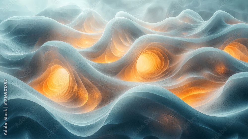 Obraz premium Abstract art representing the growth of life, swirling lines and soft colors, modern style, minimalist view, soft textures
