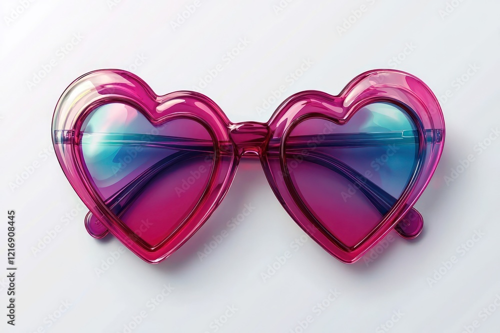 Fototapeta premium a pair of heart-shaped sunglasses, isolated on transparent background.