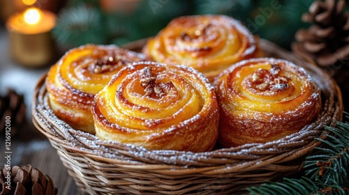 Festive Walnut Pastries in Basket photo