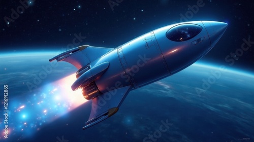 Wallpaper Mural A futuristic spacecraft ascends through the cosmos, leaving a radiant trail of energy as it embarks on an interstellar voyage Torontodigital.ca