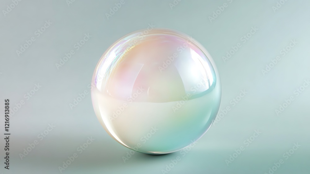 Iridescent sphere on pastel background, design element Iridescent sphere on pastel background, design element