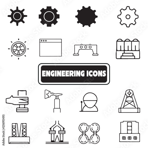 Engineering Icons Set premium vector 