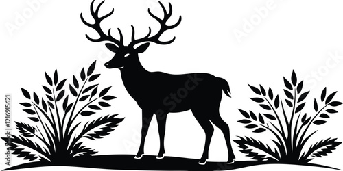 Wallpaper Mural A silhouette of nature with a deer vector Torontodigital.ca