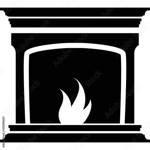 Simple vector icon fireplace
