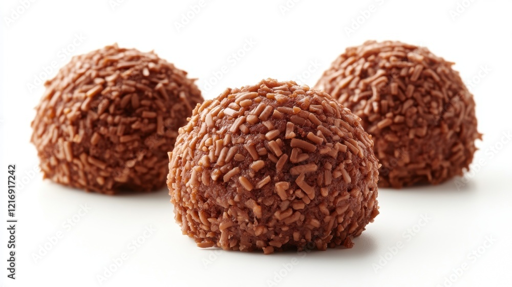 Chocolate Truffles Coated with Sprinkles on White Background Chocolate Truffles Coated with Sprinkles on White Background