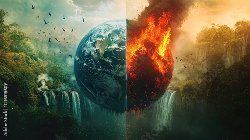 Burning World: A Dramatic Depiction of Environmental Conflict photo