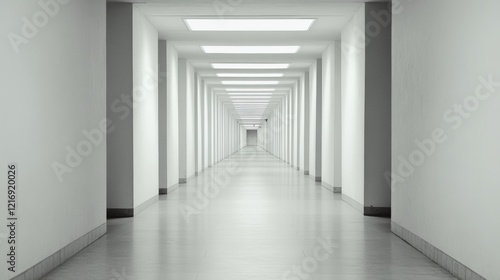 Wallpaper Mural Long, empty corridor with bright lighting and clean, minimalist design, ideal for modern architecture Torontodigital.ca
