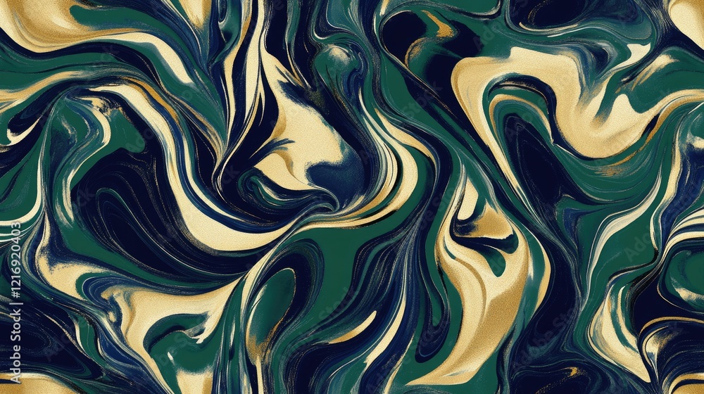 Fototapeta premium Emerald, Navy, and Gold Abstract Marble: Luxurious Swirling Design