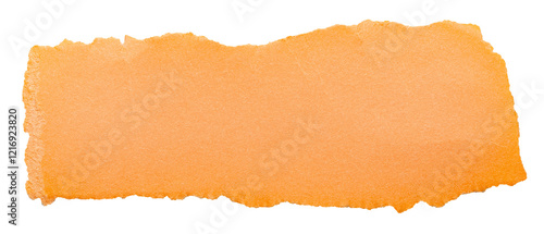 Orange cut out torn piece of blank paper note cardboard with texture and copy space for text, transparent png background design element