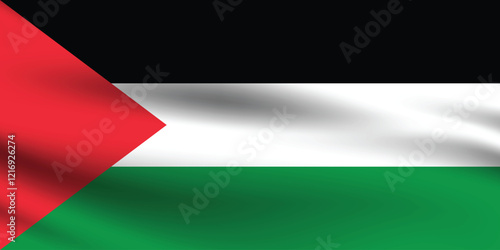 Palestine flag official colors and proportion digital vector illustration. Pleated flag.