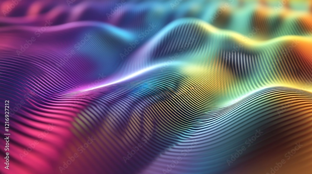 Vibrant Rainbow Abstract Waveform: A Digital Art Piece Vibrant Rainbow Abstract Waveform: A Digital Art Piece