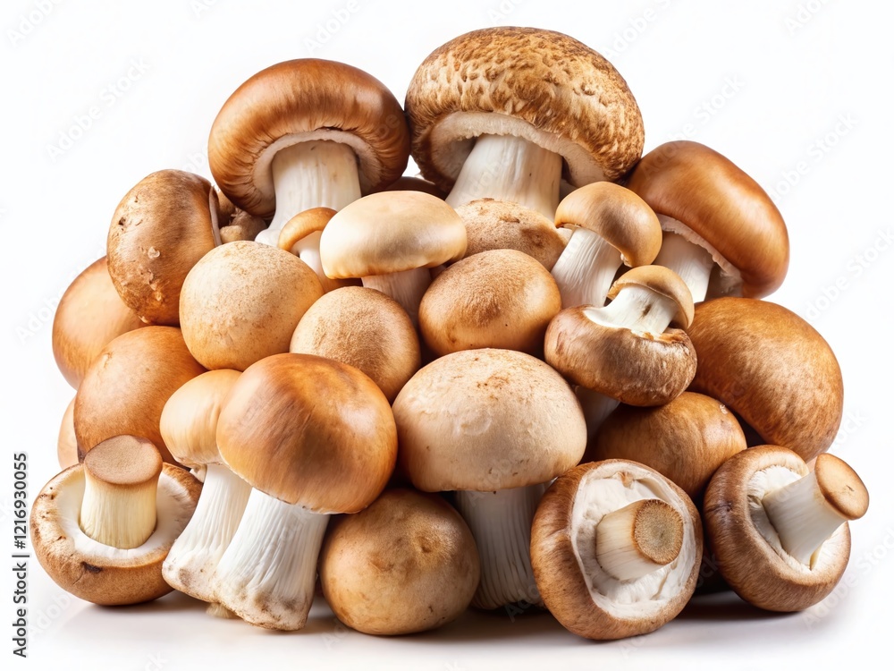 Fresh Champignon Mushrooms Isolated on White Background - High-Resolution Stock Photo Fresh Champignon Mushrooms Isolated on White Background - High-Resolution Stock Photo