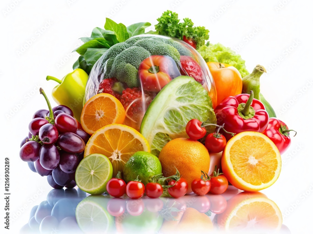 Fresh Food Double Exposure: Clean & Minimalist White Background Stock Photo Fresh Food Double Exposure: Clean & Minimalist White Background Stock Photo