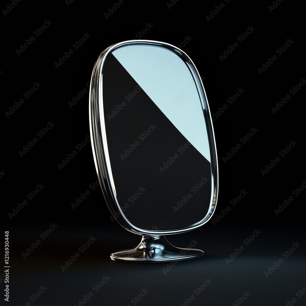 Obraz premium Isolated High Detail 3D Side Mirror Against Black Background