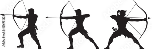 Silhouette of a man aiming a bow and arrow vector illustration