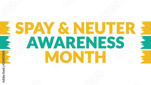 Spay and Neuter Awareness Month In and Out text from split line animation on a White background. Which is observed every year in February to celebrate Spay and Neuter Awareness Month