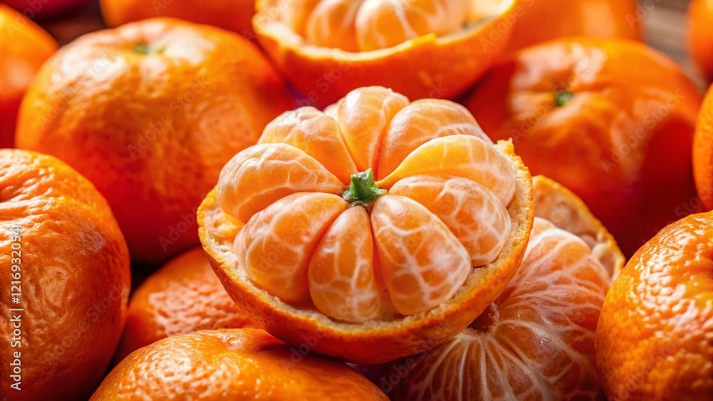 Fresh Tangerine Segments & Peel: Vibrant Citrus Fruit Still Life Photography Fresh Tangerine Segments & Peel: Vibrant Citrus Fruit Still Life Photography