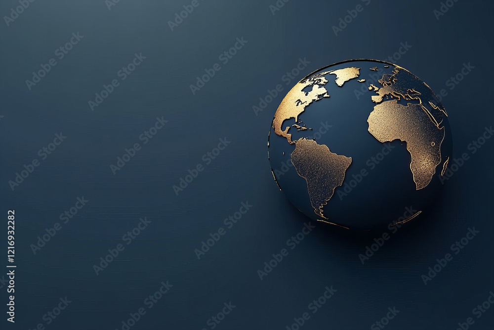 Fototapeta premium Luxurious Golden Globe with Glowing Illuminated Details, Representing Global Unity, Sustainability, and Sophisticated Design for Modern Applications