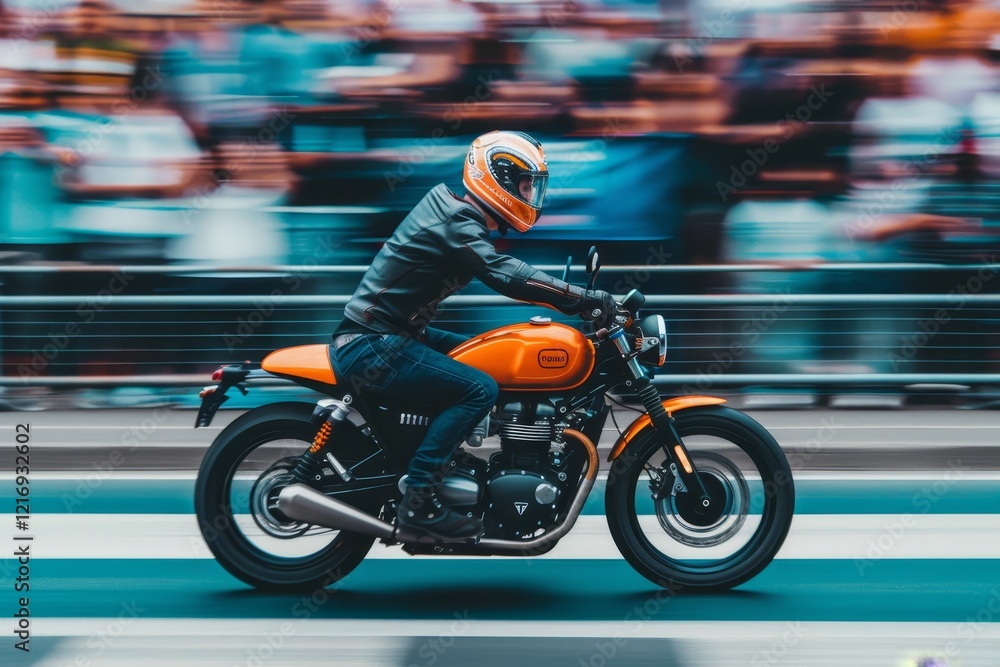 Fototapeta premium Dynamic motorcycle racing at the track with fast paced shots and striking motion blur effects