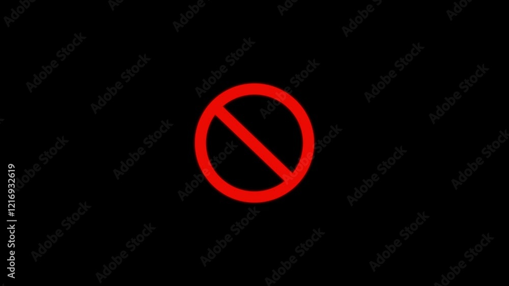 Warning, stop, prohibited or no entry forbidden red circle .Red sign stop and ban icon animation. Warning, stop, prohibited or no entry forbidden red circle .Red sign stop and ban icon animation.