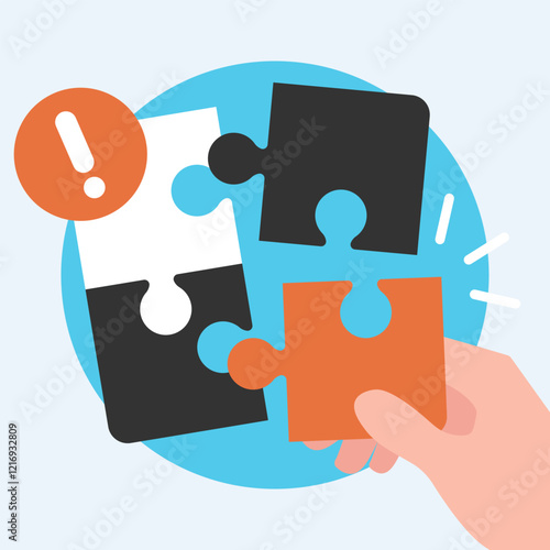 Puzzle pieces jigsaw with wrong position.