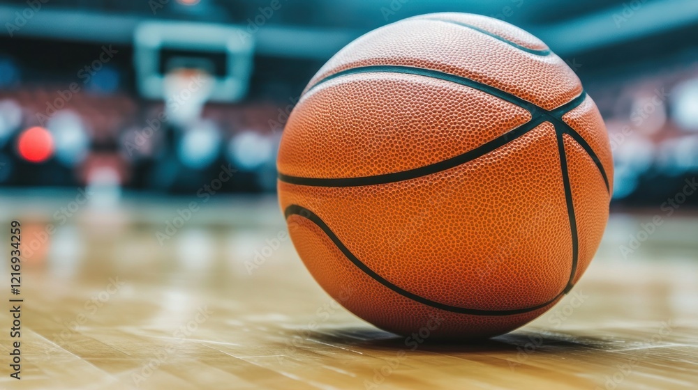 A basketball resting on a wooden court, emphasizing the sport's dynamic nature. A basketball resting on a wooden court, emphasizing the sport's dynamic nature.
