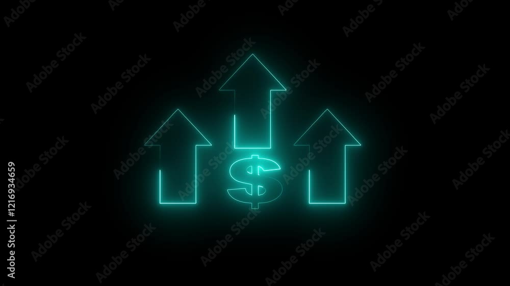 neon line of dollar sign icon and up arrow isolated on transparent background.Dollar sign with Arrow. neon line of dollar sign icon and up arrow isolated on transparent background.Dollar sign with Arrow.