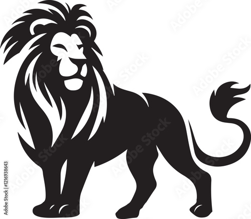 Lion roar and face of king of  jungle  vector black and white  photo