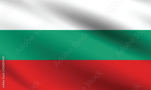 Bulgaria flag official colors and proportion digital vector illustration. Pleated flag.