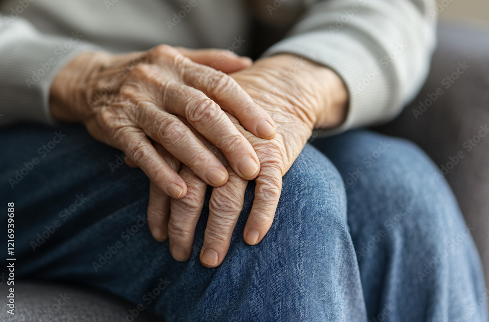 Fototapeta premium Old man has leg pain