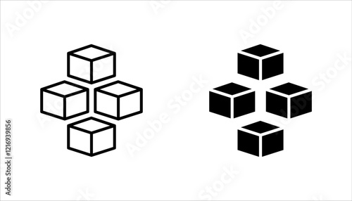Building blocks line icon set. Thin line flat symbol of toys and construction. vector illustration on white background.
