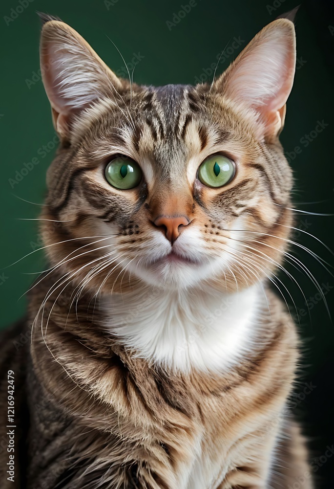 Portrait of a Stunning Tabby Cat with Captivating Green Eyes Portrait of a Stunning Tabby Cat with Captivating Green Eyes