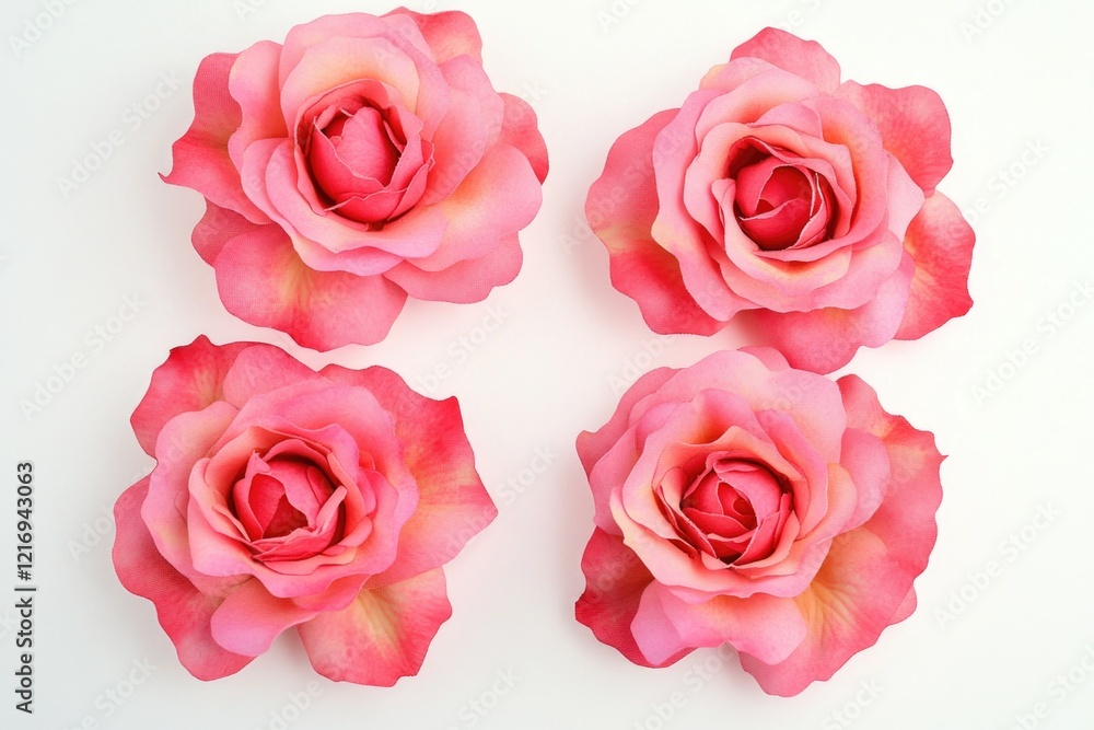 Fototapeta premium A bouquet of pink roses arranged on a white background