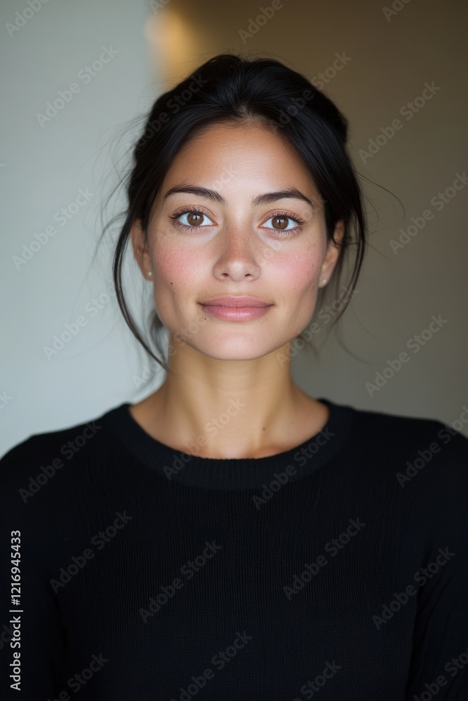 A close-up portrait of a young woman with friendly eyes and a gentle smile, set against a neutral background, highlighting her natural beauty. A close-up portrait of a young woman with friendly eyes and a gentle smile, set against a neutral background, highlighting her natural beauty.