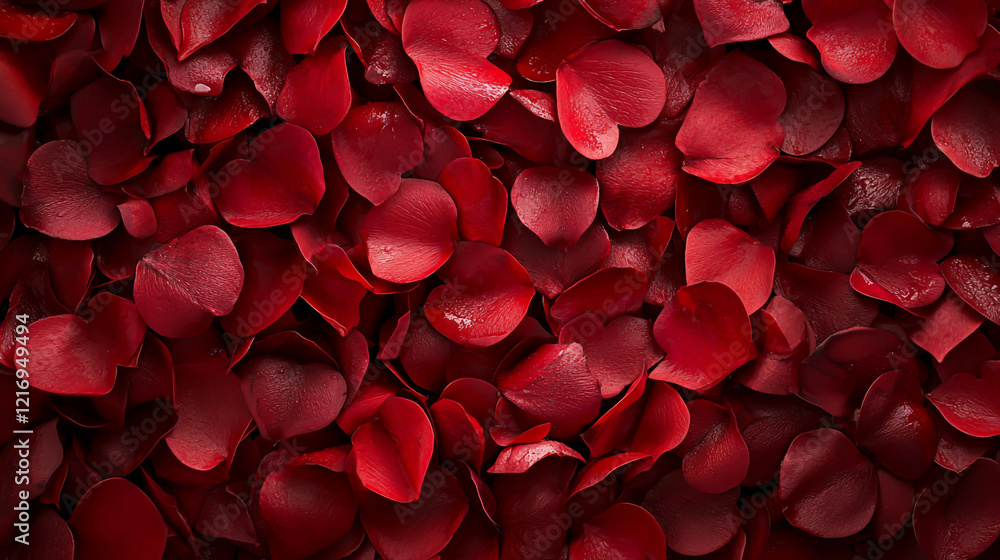 Background for Valentine's Day. Red hearts, petals of roses on a red juicy background cinematic view. Background for Valentine's Day. Red hearts, petals of roses on a red juicy background cinematic view.