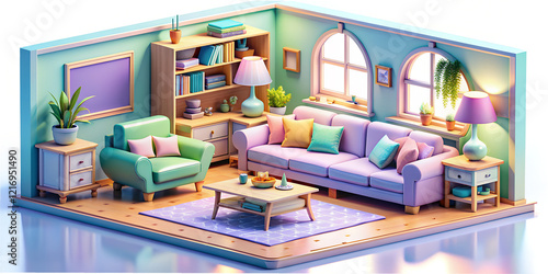 Wallpaper Mural Modern interior design concept featuring a cozy living room with stylish furniture, bright colors, and inviting decor Torontodigital.ca